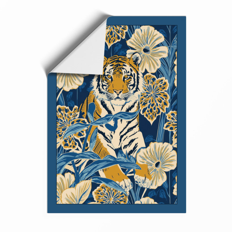 Tiger in Bloom Botanical - Framed Print, Unframed, A1 - 84.1 x 59.4 cm