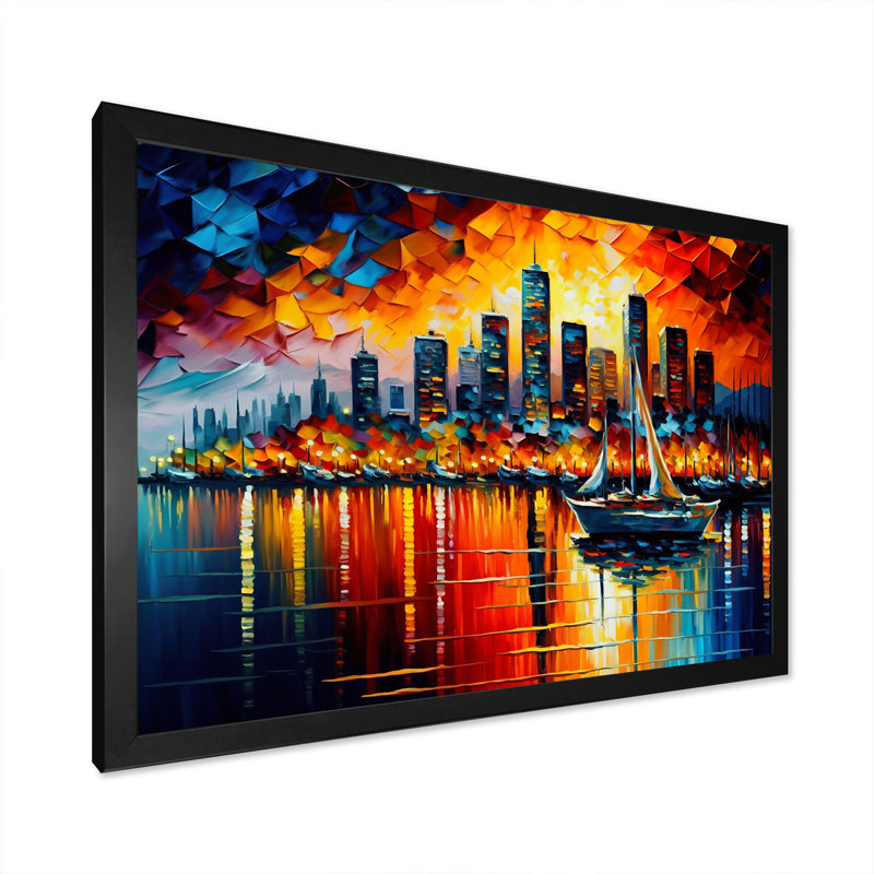 «Colorful City in Vancouver I», reproduction sur toile, H 12 po x l 20 po x P 1 po, Cadre noir