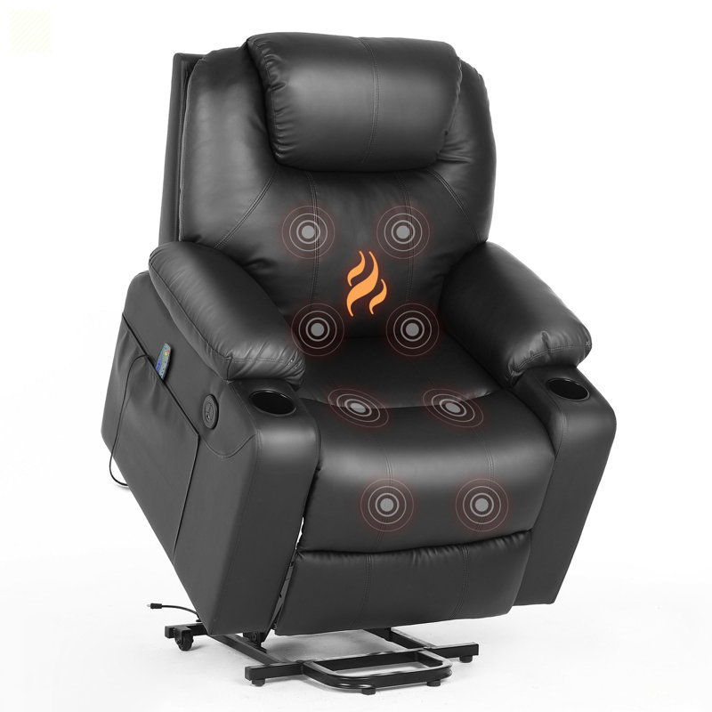 Fauteuil inclinable en cuir Kyvin, Similicuir noir