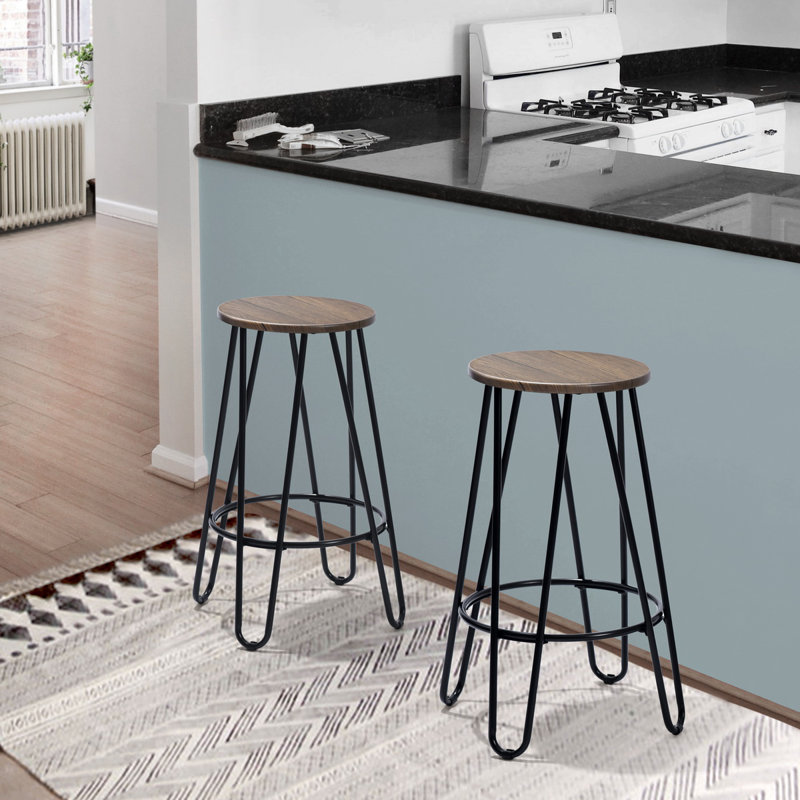 Higley Counter Stool with Metal Frame, Walnut