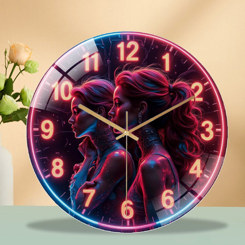 Horloge murale néon avec design artistique unique et art lumineux