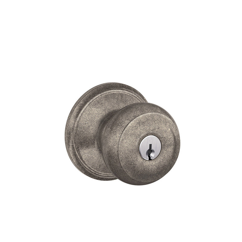Georgian Knob Keyed Entry Lock, Distressed Nickel, null
