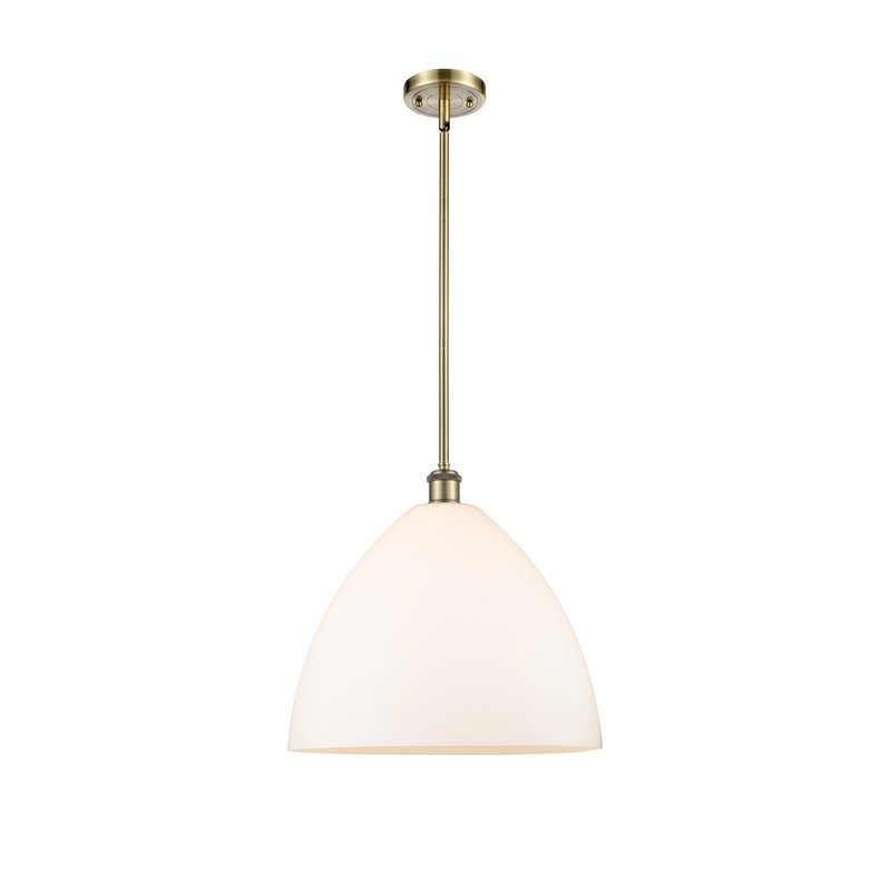 Luminaire suspendu en forme de globe à 1 lumière Allysha, Laiton antique, Blanc mat, H 49,75 po x l 16 po x P 16 po