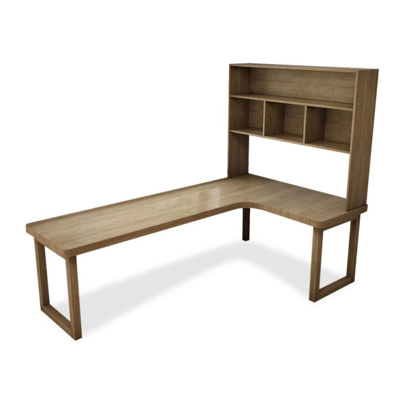 Bureau de direction en L en bois massif Burlywood, H 70,87 po x l 70,87 po x P 39,37 po