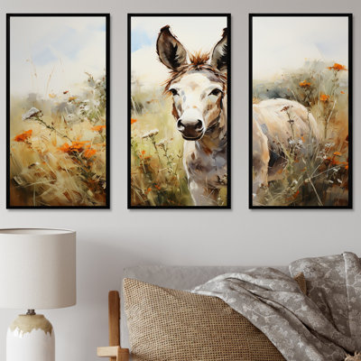 Donkey Flower Meadow Landscape II - âne, art mural