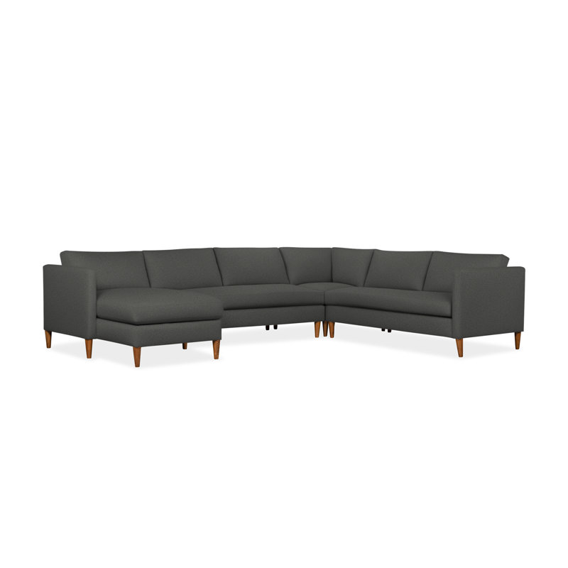 Clifford 4-Piece Upholstered Custom Sectional, Left Hand Facing, Davis Smoke Bouclé