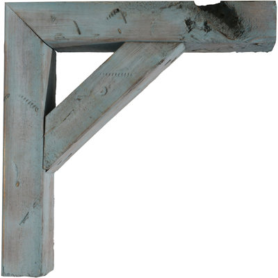 3 1/2"W x 10"D x 10"H Vintage Farmhouse Bracket, Barnwood Decor Collection, Driftwood Blue (4-Pack)