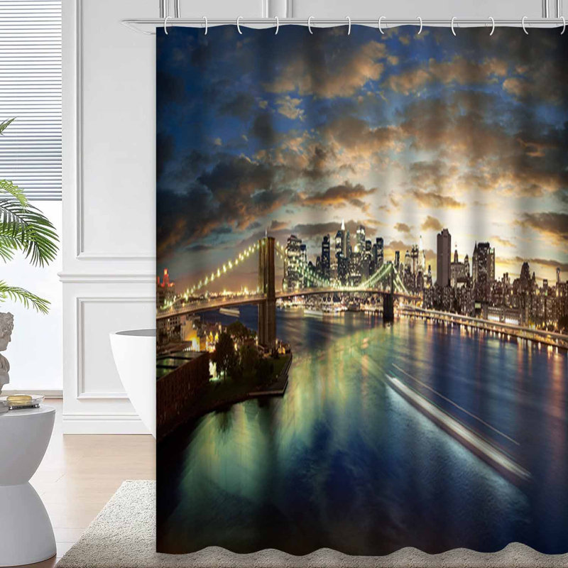 Rideau de douche New York Cityscape Sunset avec 12 crochets, L 72 po x l 84 po