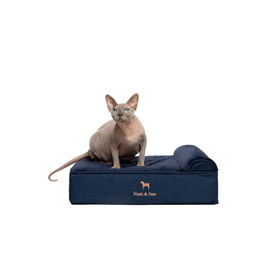  Grand lit pour chien, lits orthopédiques pour chien, mousse à mémoire de forme coquille d'œuf imprégnée de gel rafraîchissant, imperméable, lavable à la machine, avec housse intérieure (collection Denim)