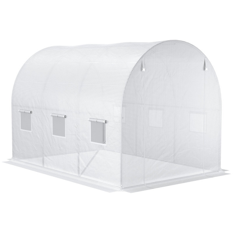 Toren Traditional Polytunnel Greenhouse Replacement Cover With Roll-Up Windows And PE Material