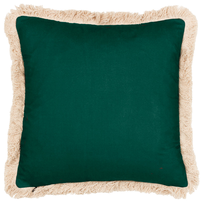 Oromo Geometric Square Cushion, Green, Polyester