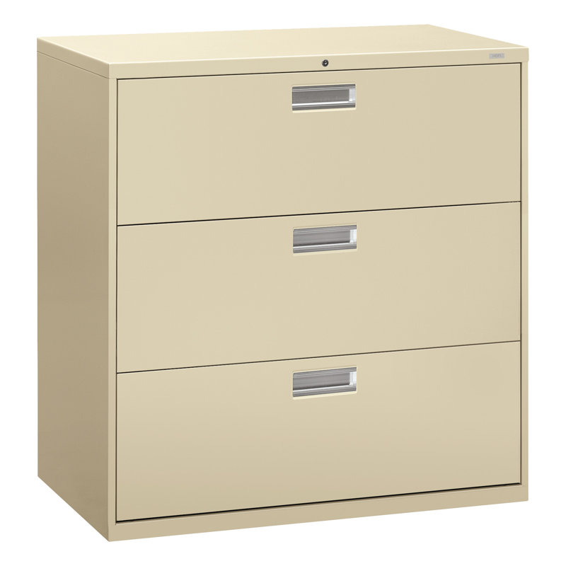 600 Series 3-Drawer Lateral Filing Cabinet, Putty