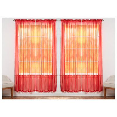 Solid Color Sheer Rod Pocket Curtain Panels