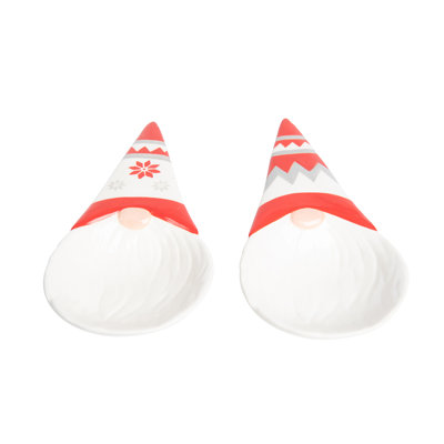 Ceramic Christmas Gnome Spoon Resin Set of 2 Christmas Home Decorations