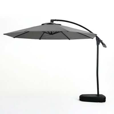 Modern Simple Banana Shape Garden Umbrella, Aluminum Frame, To Weather, Gray Color Hanging Umbrella With Aluminum, Base Included, For Gardens