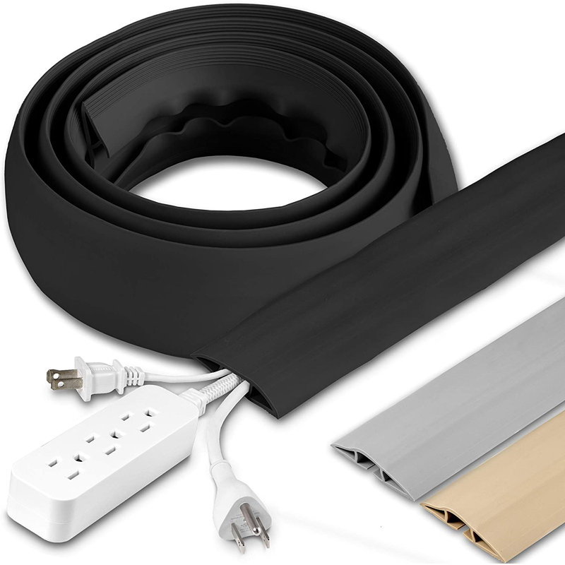 Cordinate 6-ft PVC Cord Cover, 1" H x 4" W x 6" D, Black