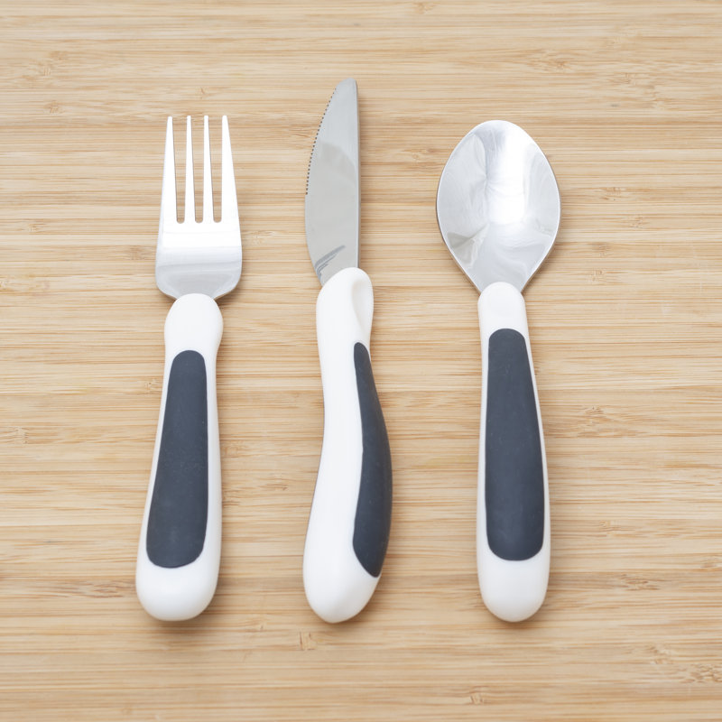 Easy Grip Cutlery, White/Black