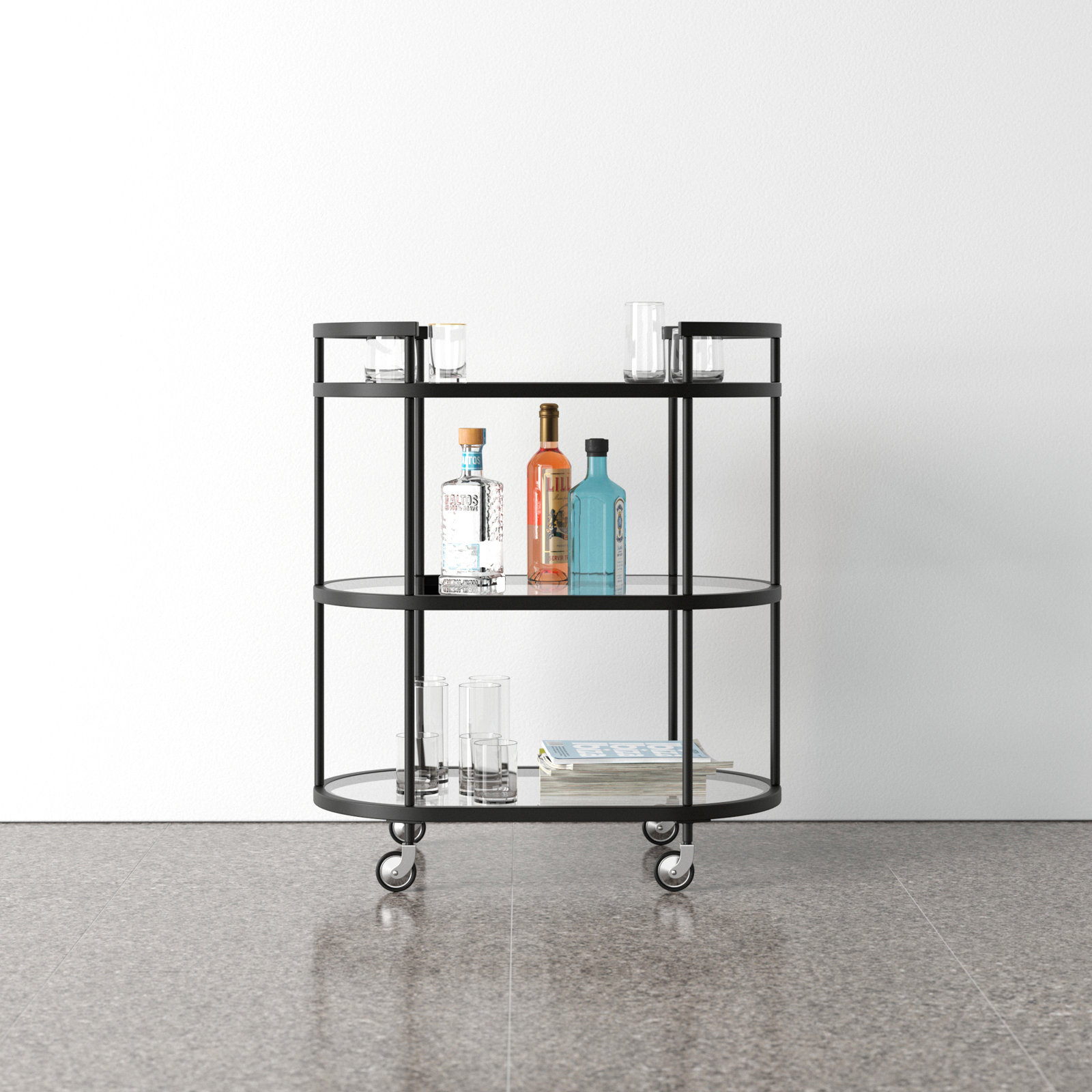 Rosario Metal Bar Cart, Blackened Bronze