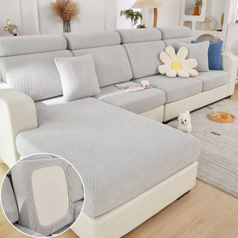 Housse de coussin pour canapé Plush Feel, Mélange de polyester gris clair