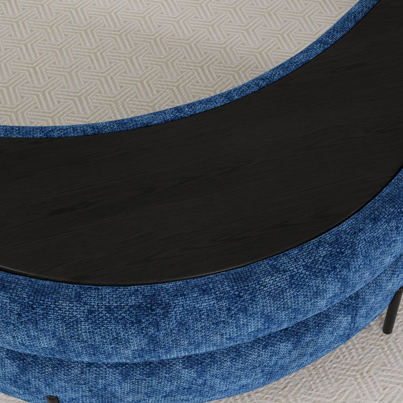 59.8" W Oversized Barrel Chair, Chenille Sofa Chair  With Ottoman And Pillows, Blue