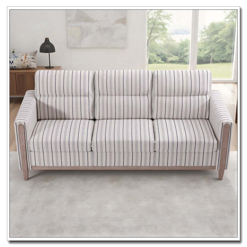 Comfortable Solid Wood Three-Seater Sofa