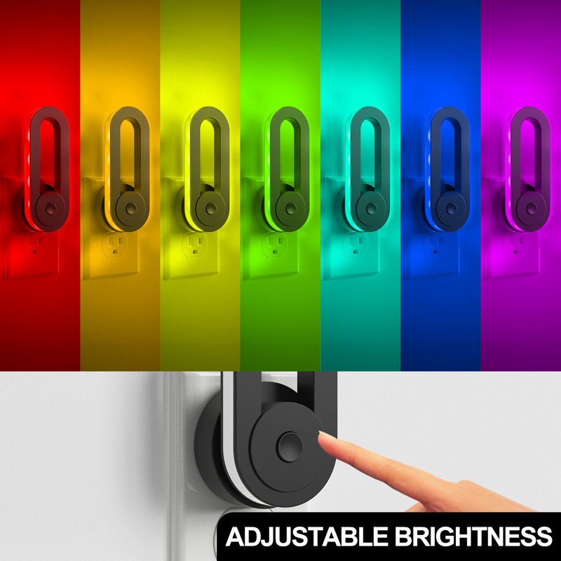 Color Changing Night Lights Wall Sconces With RGB Dynamic Mode, Light Sensor Night Light