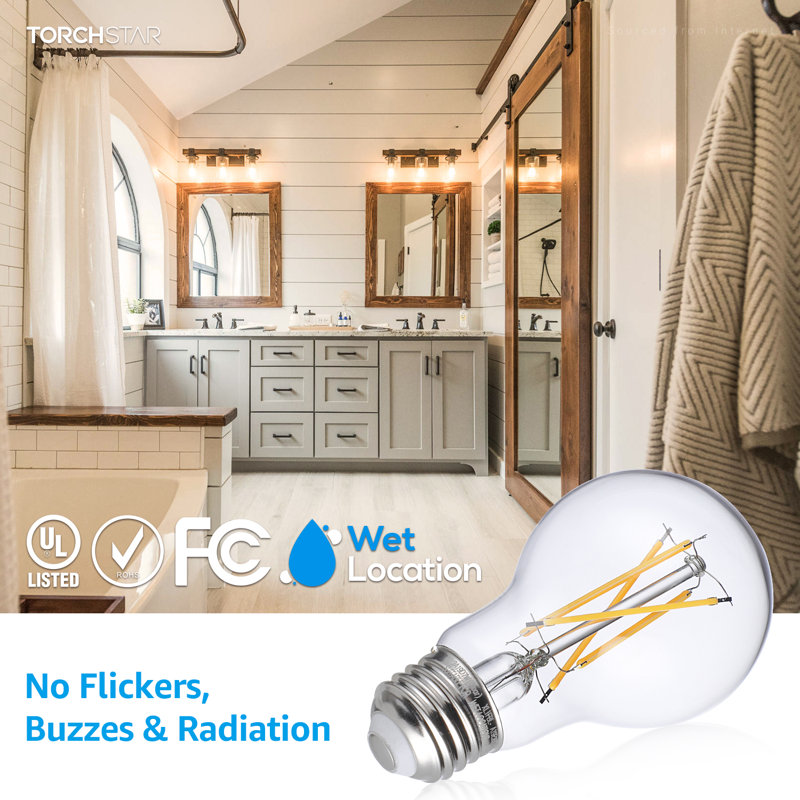 A19 LED Light Bulbs, 7W 60W Equivalent, Dimmable, E26 Base, 2700K