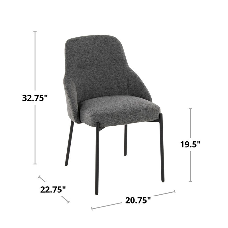 Chaise rembourrée Kinner - ensemble de 2, Gris foncé, Noir, noir, noir, noir