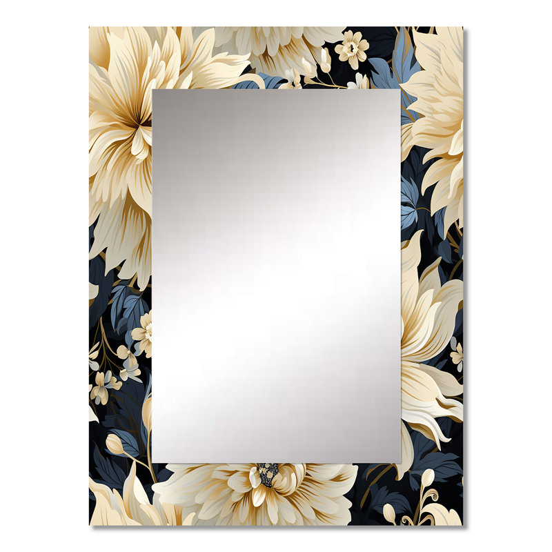 Keontre Damask Urban Retreat Fuse U - miroir damassé, miroir mural unique Boho, reproduction d'art en métal, 32 po x 24 po