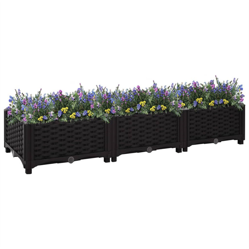 Dakota Fields Raised Bed Polypropylene, 23cm H x 120cm W x 40cm D, Black