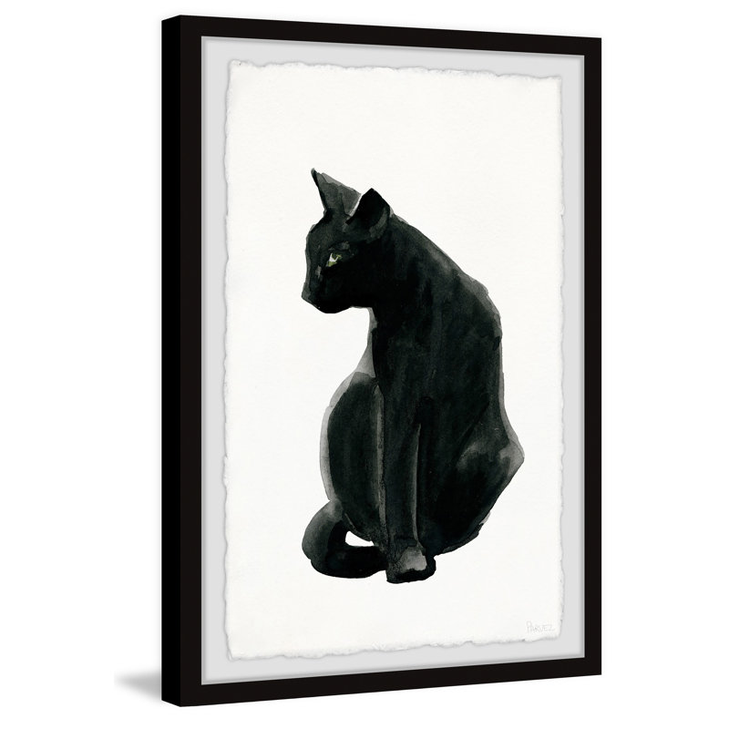 Mysterious Black Cat by Parvez Taj - Single Picture Frame Painting, 30 cm H x 20 cm W
