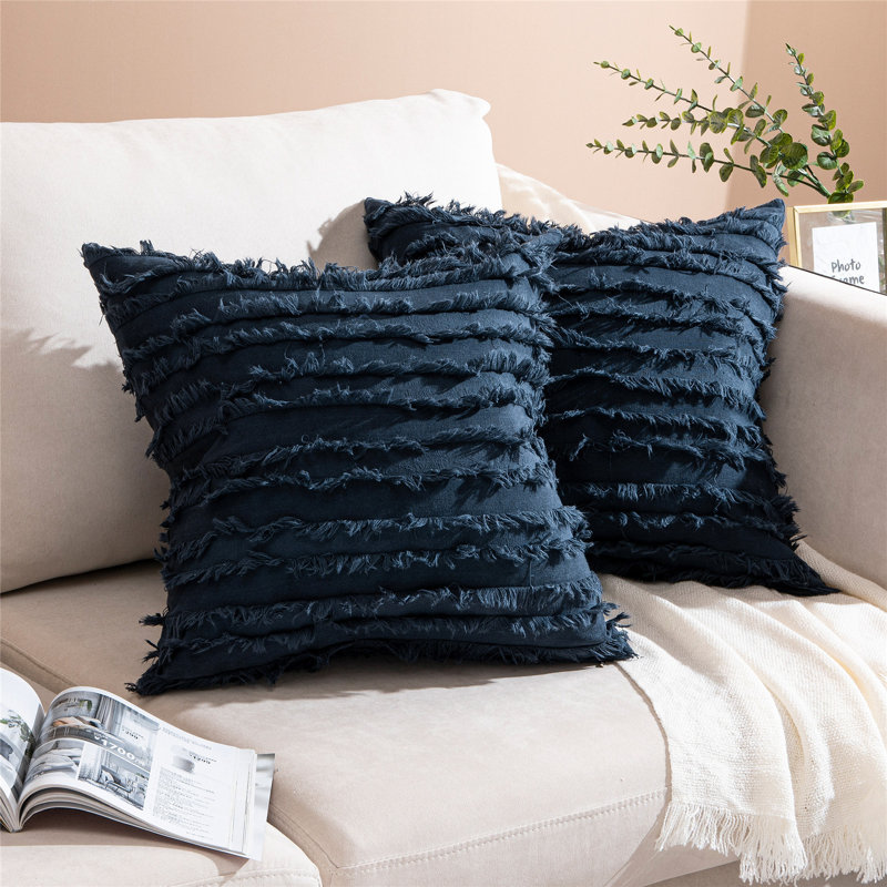 Housse de coussin carrée, Bleu marine, H 20 po x l 20 po