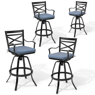 Tabouret de bar pivotant en aluminium 30 po avec coussin Sunbrella Guislaine