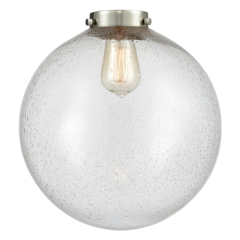 Nouveau - Mini luminaire suspendu à tige 1 lumière 8 "Alfonsa - Nouveau - 2 ampoules DEL - Finition chrome poli - Abat-jour granuleux