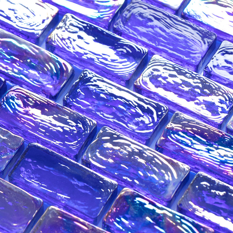 Swimming Pool 0.75" x 1.65"  Straight Edge Glass Brick Joint Tile, Deep Blue