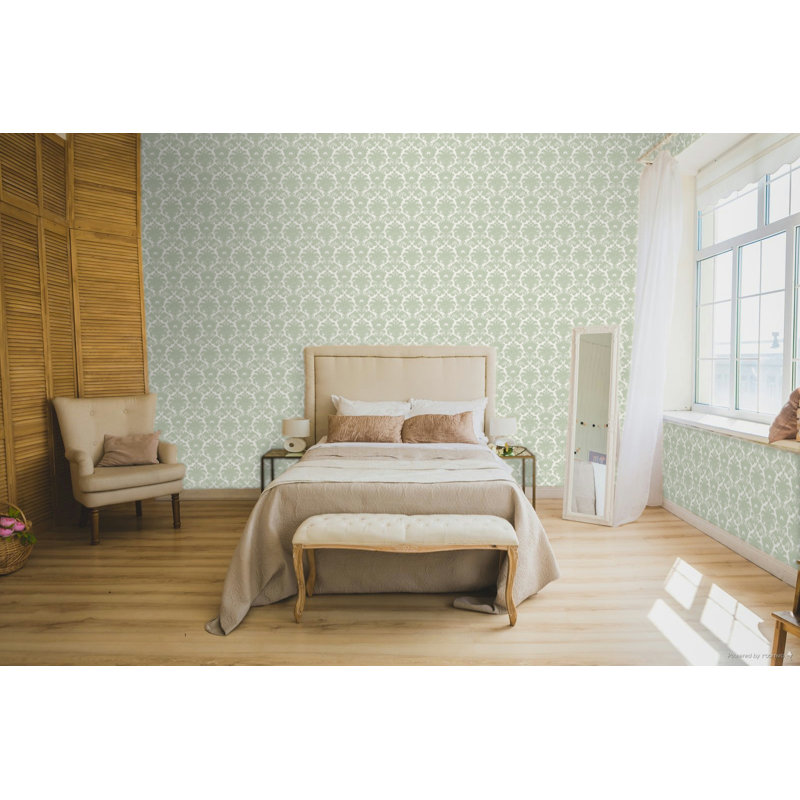 Italian Classics 4 Damask 3D Embossed Wallpaper Roll, Green
