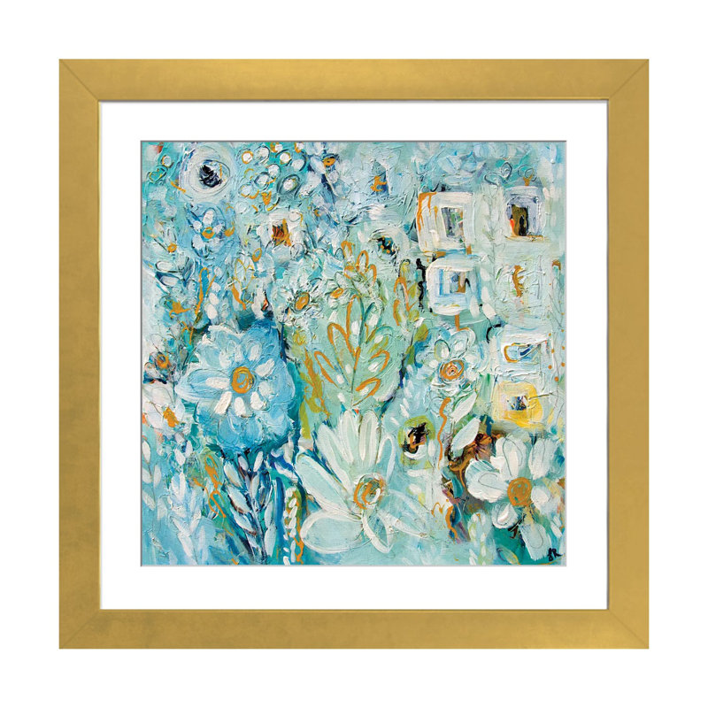 Blue Abode - Reproduction d'art murale - Papier d'art encadré, H 16 po x l 16 po, Doré