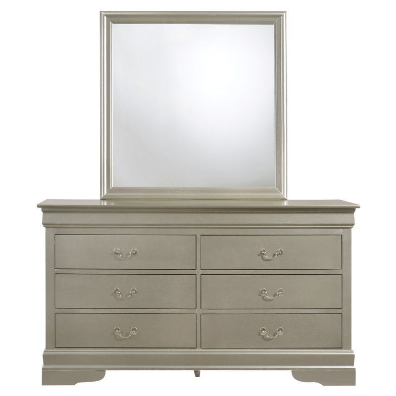 Louis Phillipe 60'' W 6 - Drawer Dresser, Silver Champagne