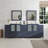  Modern 96" Double Sink Freestanding Bathroom Vanity with Ceramic Top and Matching Mirrors-62326222