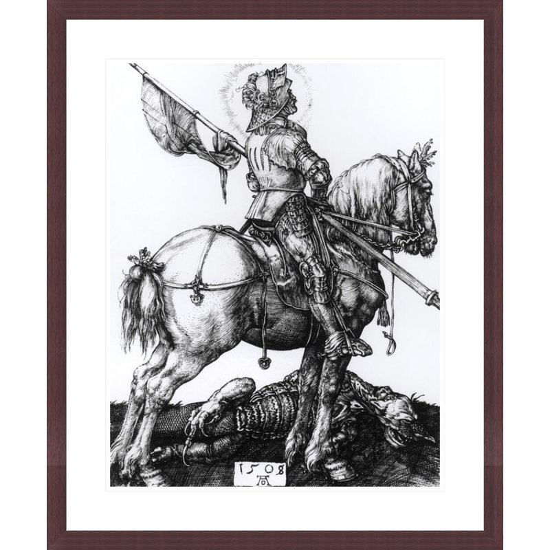 Saint-George et le dragon par Albrecht Dürer - impression giclée encadrée, H 28,34 po x l 23,5 po