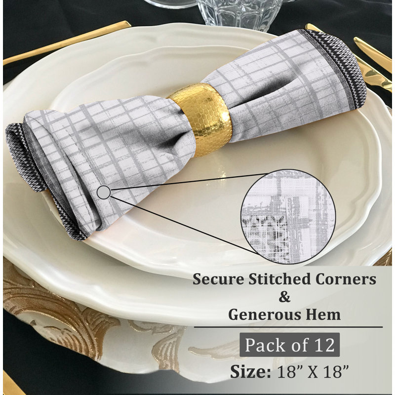 Print Cloth Napkins 100% Cotton Table Napkins Multi-Pattern Square Napkins 20+ Colors, Black/White