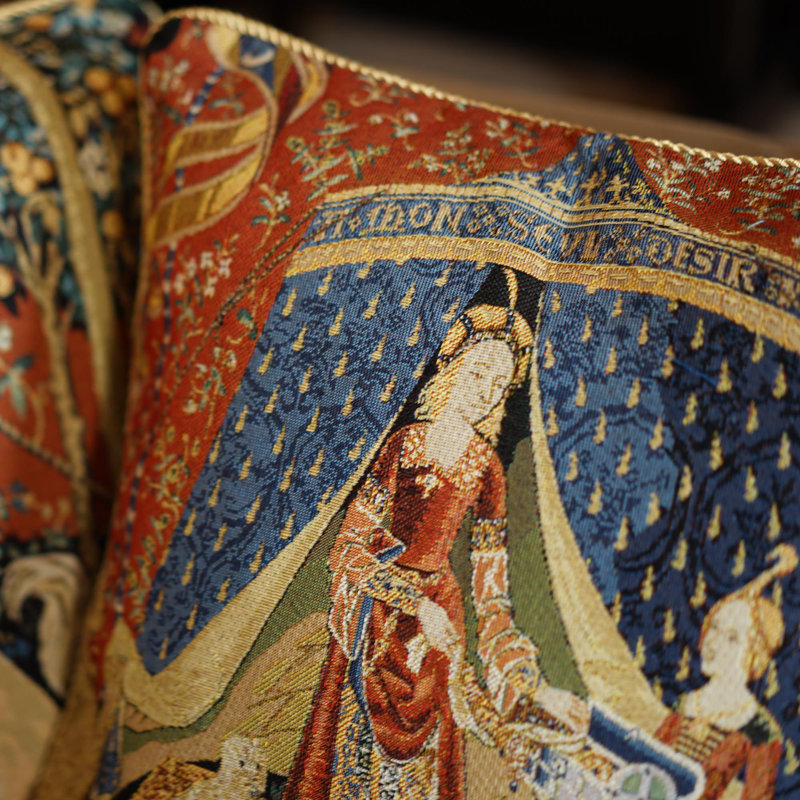  Lady and Unicorn Square Pillow Cover