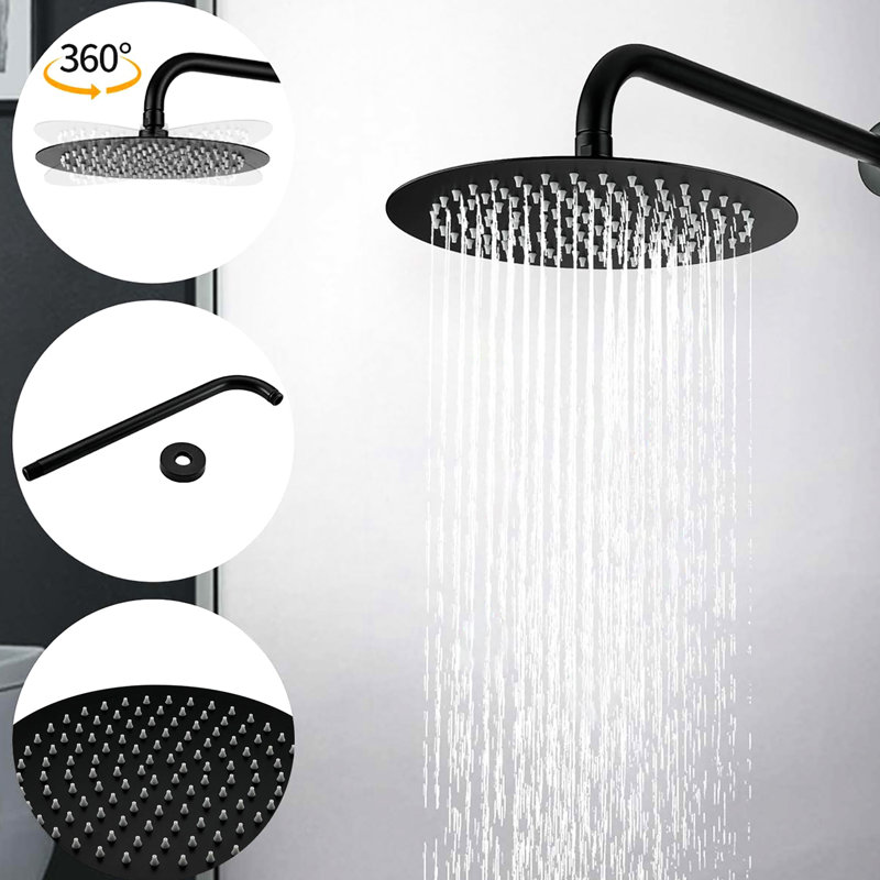 Matte Black 10" Shower Head : Rain And Handheld, Made Of Brass For A Relaxing Bath Pair: Pleasant Bathing Experience