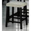 Table de salle à manger contemporaine 3 pièces avec table en placage de papier, 2 ports et 2 tabourets en coussins noirs