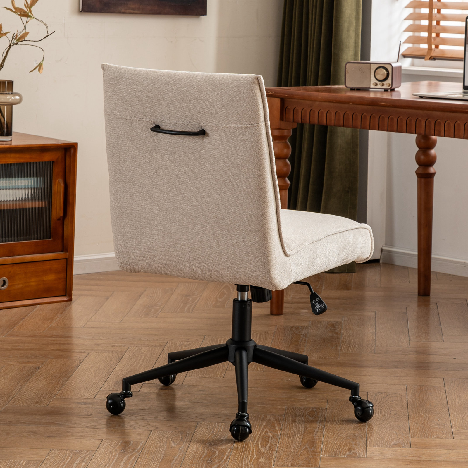Claudie Office Chair, Beige Chenille