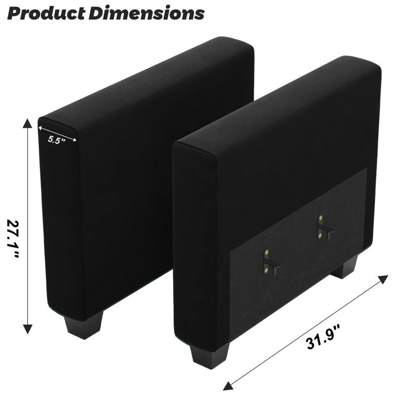 Accoudoirs de canapé modulaire Soneson Ivery, Velours noir