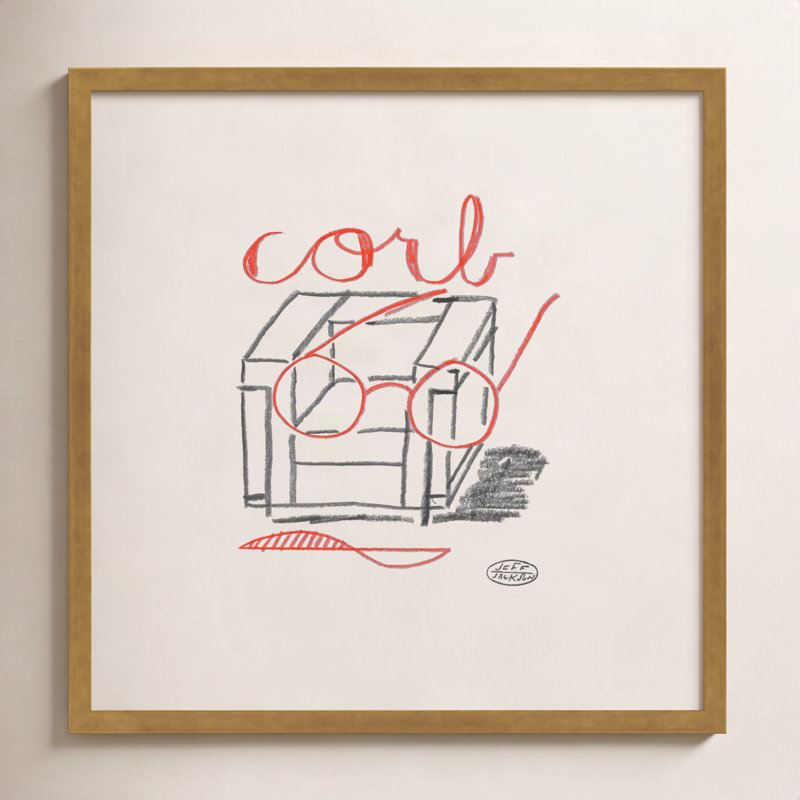 Chairs Corb par Jeff Jackson - impression d'un seul cadre, L 16 po x H 16 po, Papier avec cadre unique doré