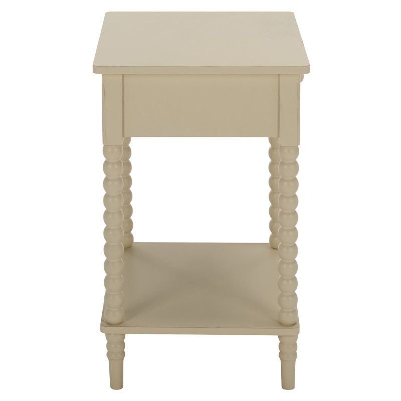 Table d'appoint à un tiroir Or bis, Distressed White