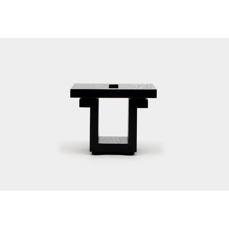 SQ Solid Wood End Table, Black Oak