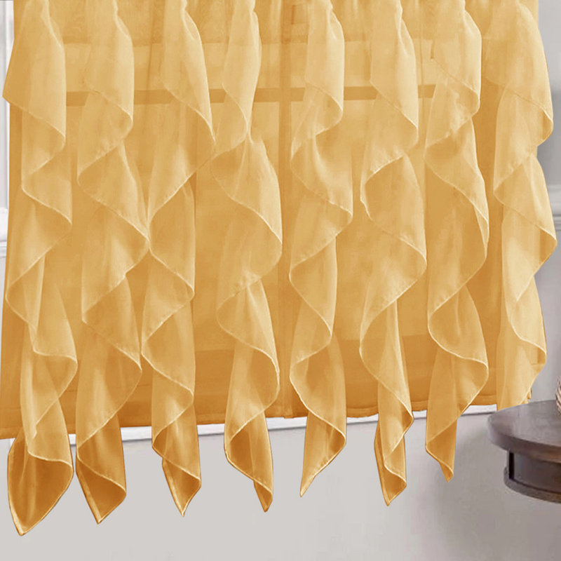 Fulda Semi Sheer Curtain Single Panel, Camel, 50" W x 108" L